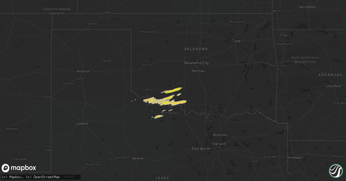 Hail map on March 26, 2016