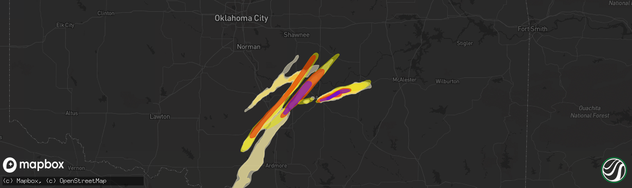 Hail map in Ada, OK on March 26, 2017