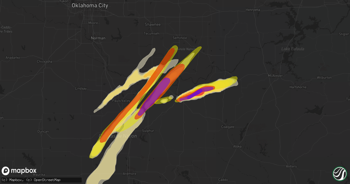 Hail map in Ada, OK on March 26, 2017