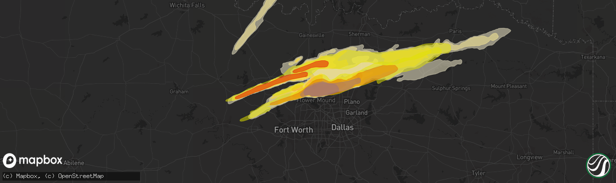 Hail map in Argyle, TX on March 26, 2017