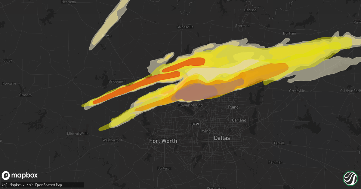 Hail map in Argyle, TX on March 26, 2017
