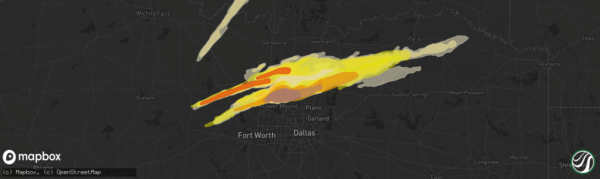 Hail map in Frisco, TX on March 26, 2017