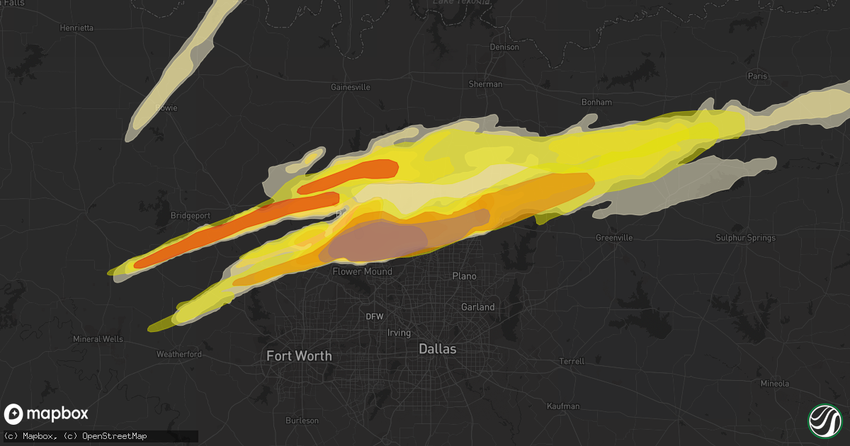 Hail map in Frisco, TX on March 26, 2017