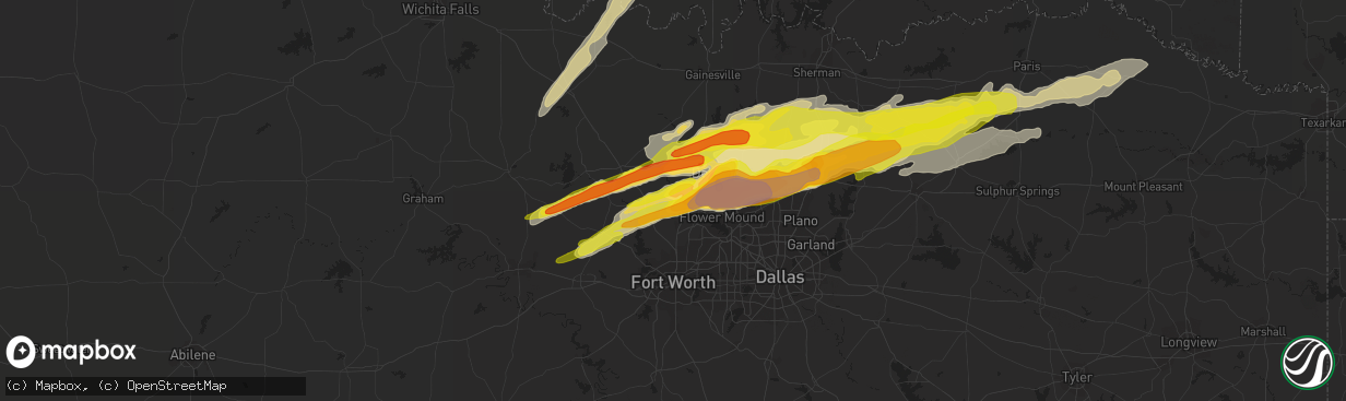 Hail map in Justin, TX on March 26, 2017