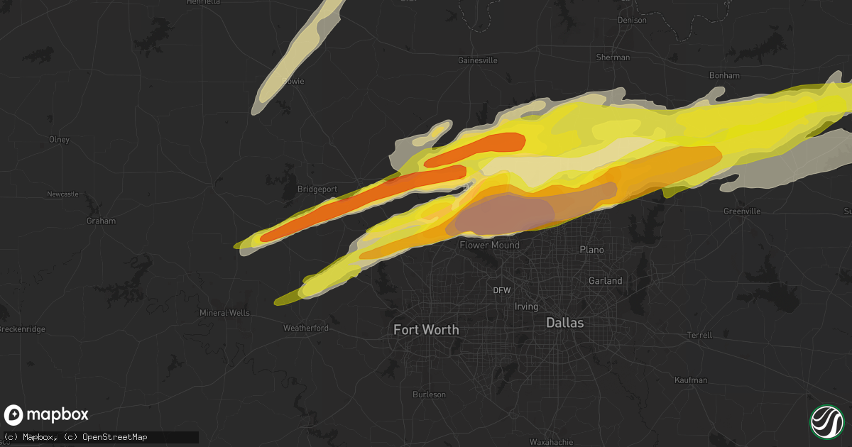 Hail map in Justin, TX on March 26, 2017