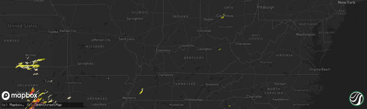 Hail map in Kentucky on March 26, 2017