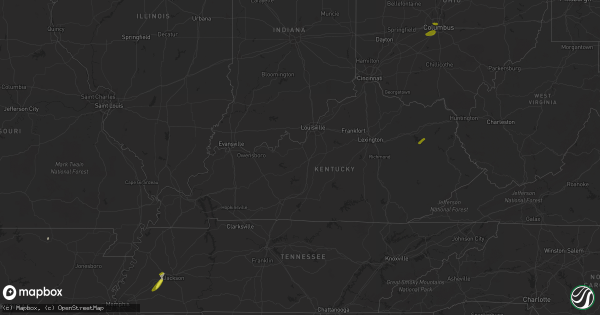 Hail map in Kentucky on March 26, 2017