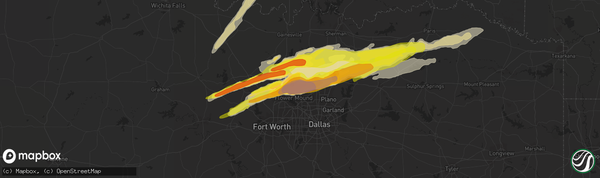 Hail map in Lake Dallas, TX on March 26, 2017