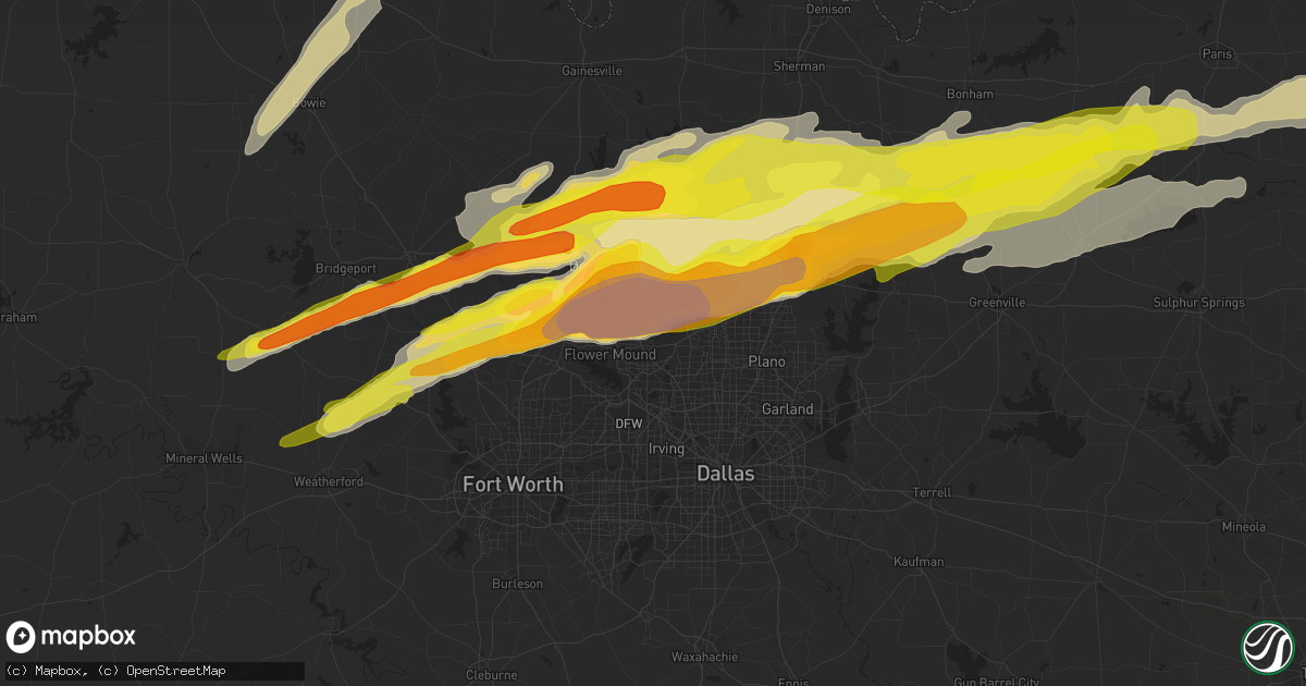 Hail map in Lewisville, TX on March 26, 2017