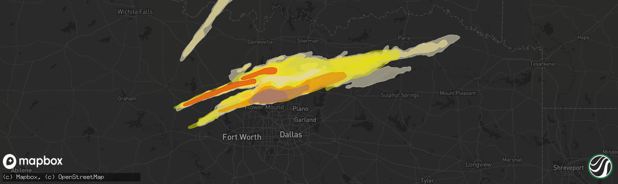 Hail map in Mckinney, TX on March 26, 2017