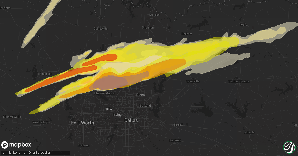 Hail map in Mckinney, TX on March 26, 2017