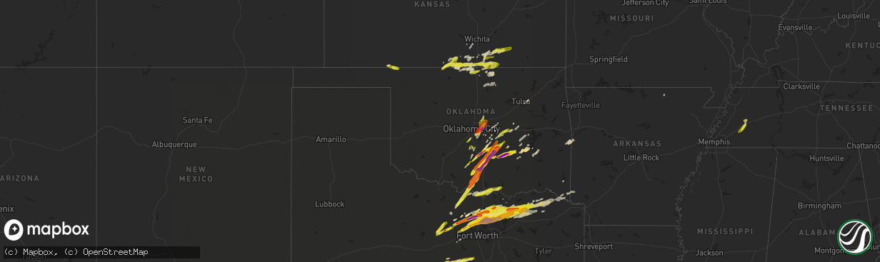 Hail map in Oklahoma on March 26, 2017