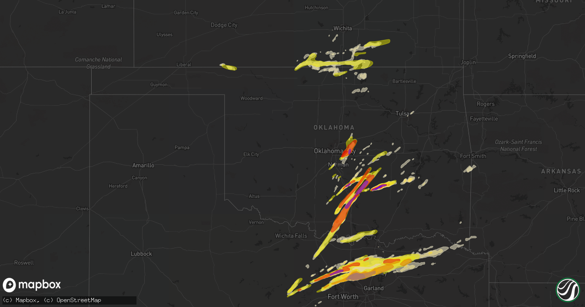 Hail map in Oklahoma on March 26, 2017