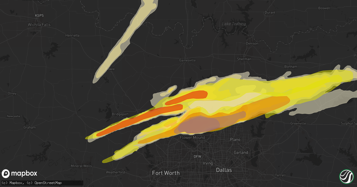 Hail map in Sanger, TX on March 26, 2017