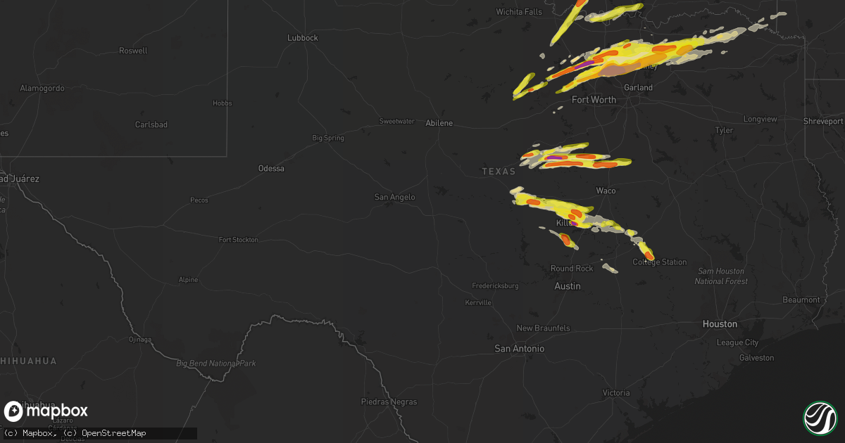 Hail map in Texas on March 26, 2017