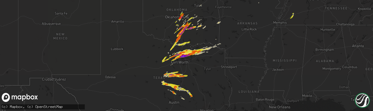 Hail map on March 26, 2017