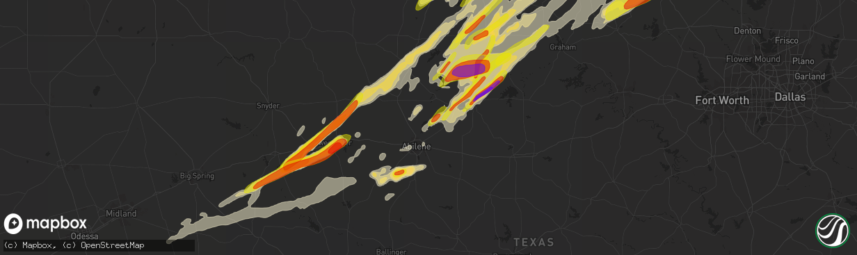 Hail map in Abilene, TX on March 26, 2018