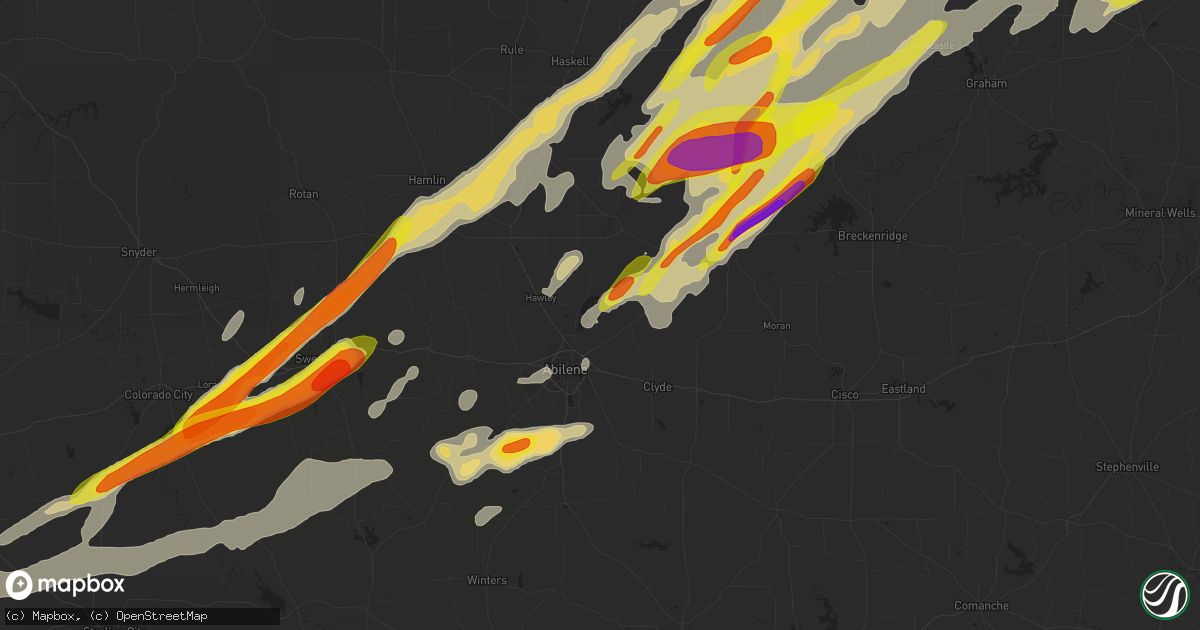 Hail map in Abilene, TX on March 26, 2018