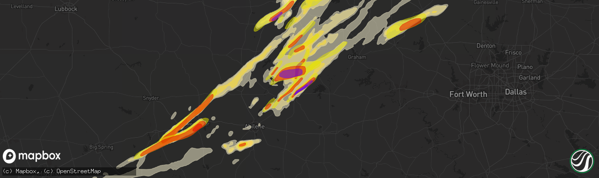 Hail map in Albany, TX on March 26, 2018