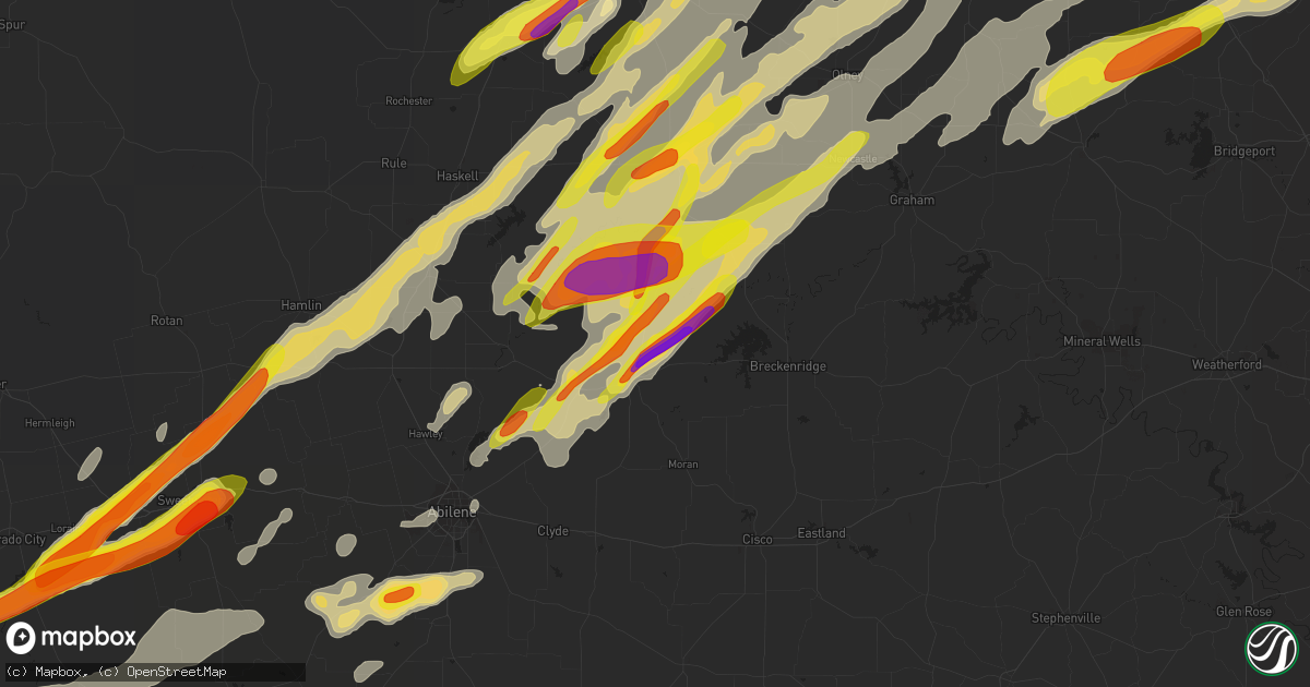 Hail map in Albany, TX on March 26, 2018