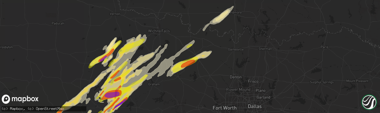 Hail map in Bowie, TX on March 26, 2018