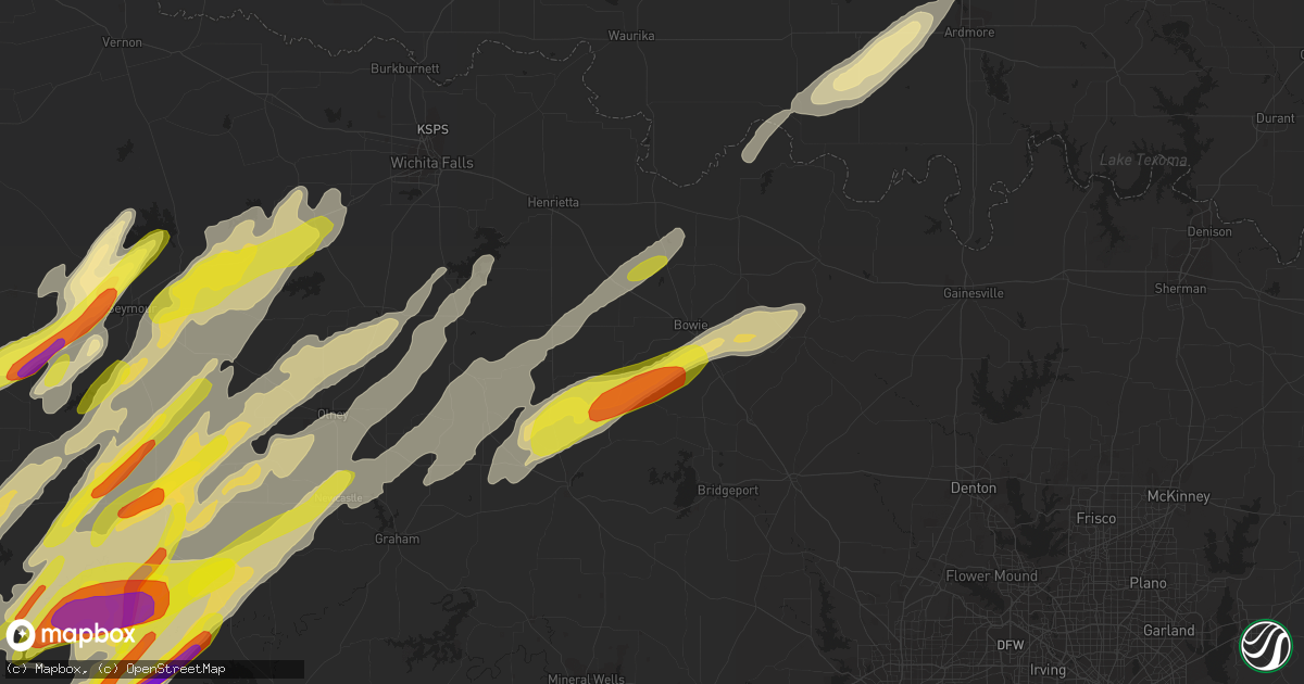 Hail map in Bowie, TX on March 26, 2018