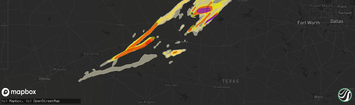 Hail map in Buffalo Gap, TX on March 26, 2018