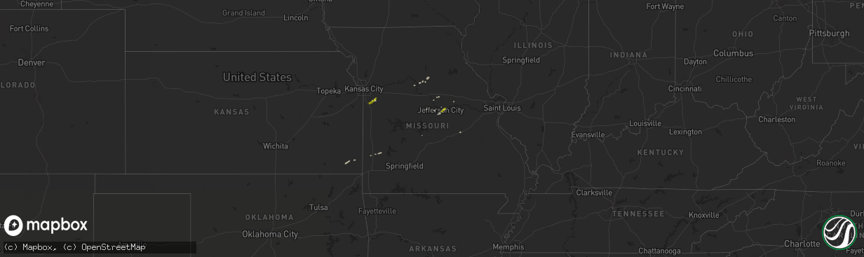 Hail map in Missouri on March 26, 2018