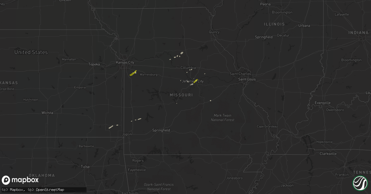 Hail map in Missouri on March 26, 2018