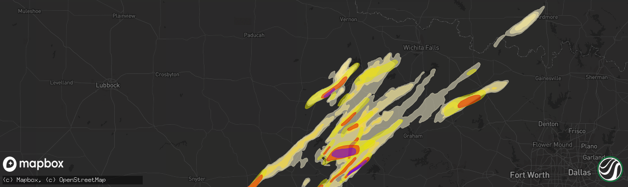 Hail map in Munday, TX on March 26, 2018