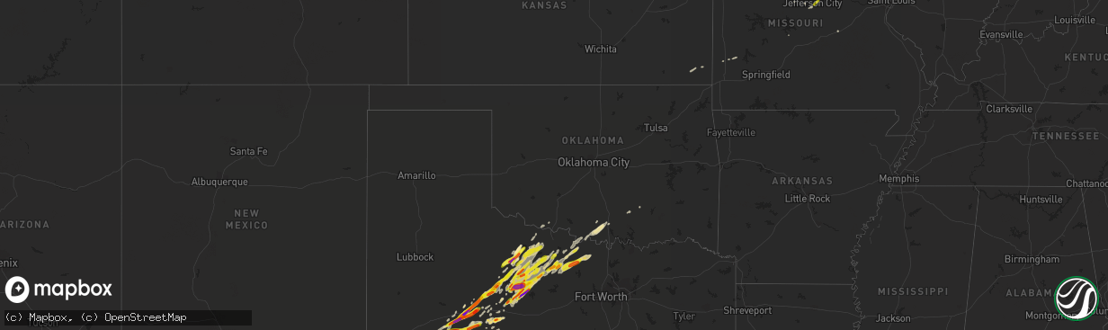 Hail map in Oklahoma on March 26, 2018