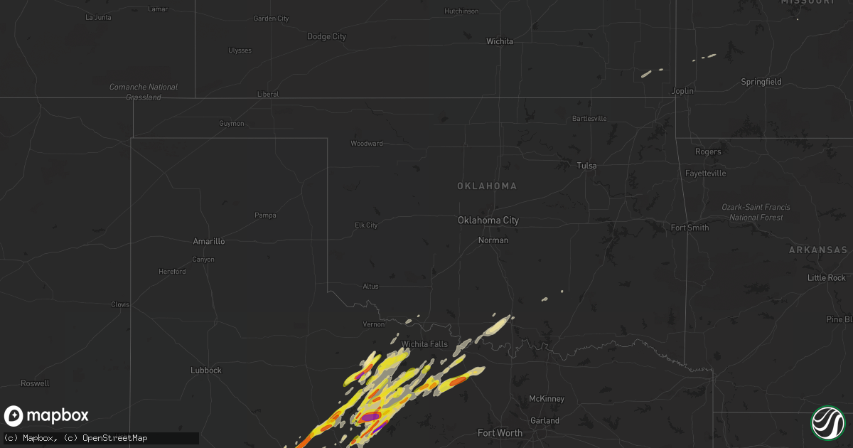 Hail map in Oklahoma on March 26, 2018