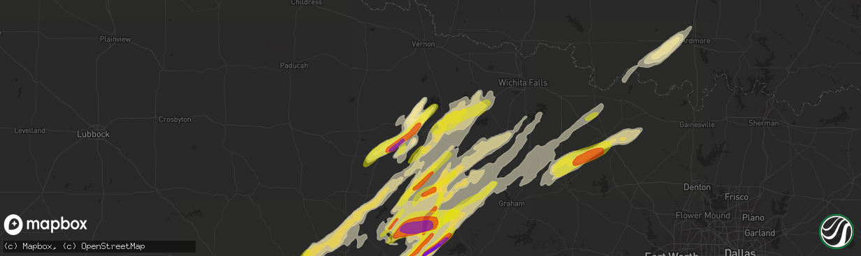 Hail map in Seymour, TX on March 26, 2018