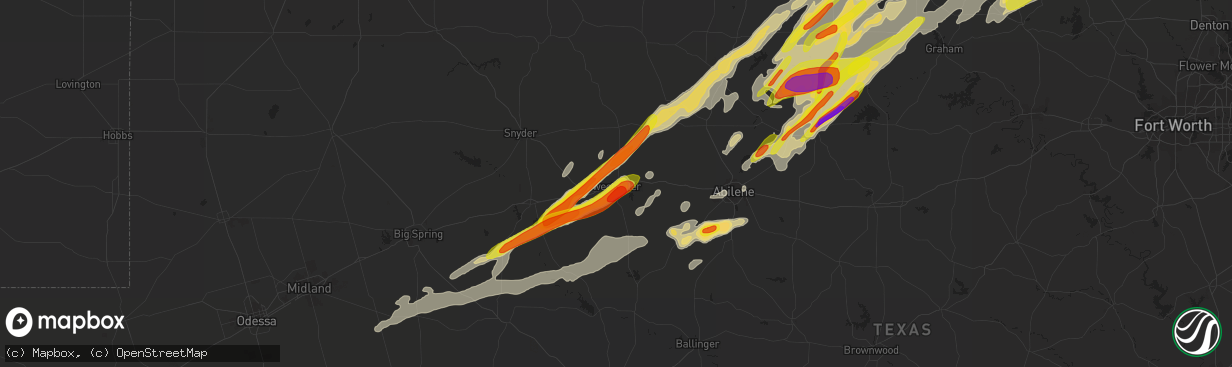 Hail map in Sweetwater, TX on March 26, 2018