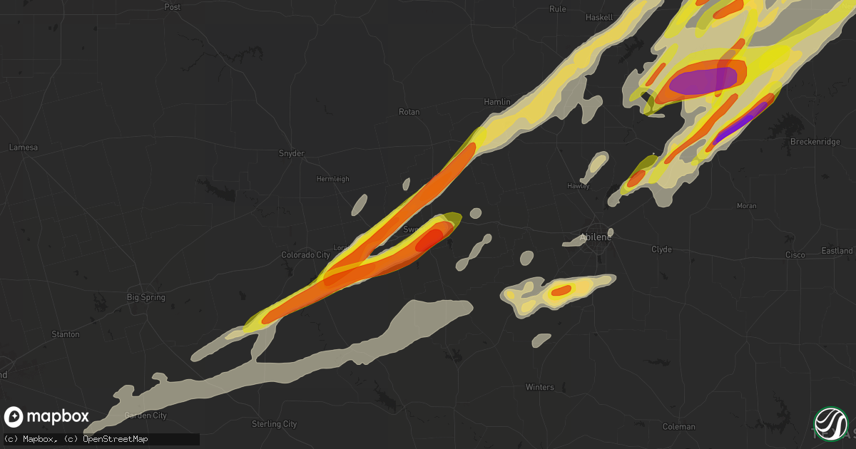 Hail map in Sweetwater, TX on March 26, 2018