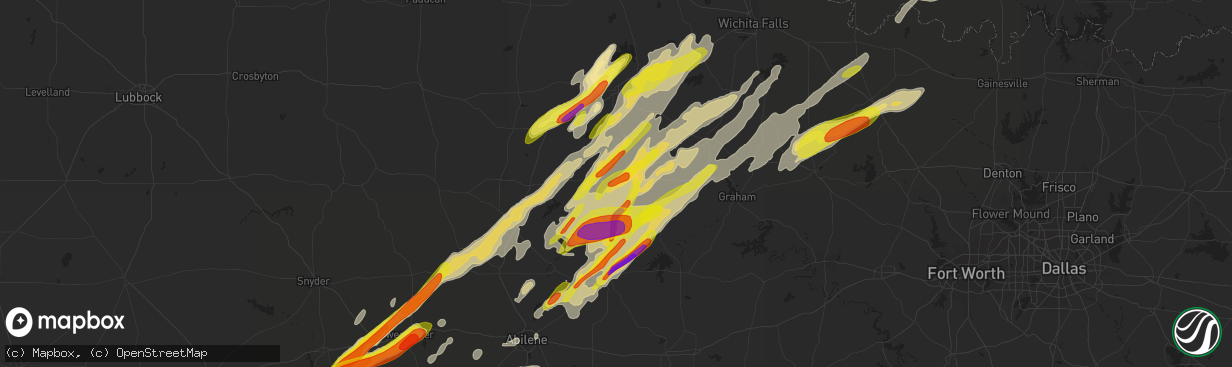 Hail map in Throckmorton, TX on March 26, 2018