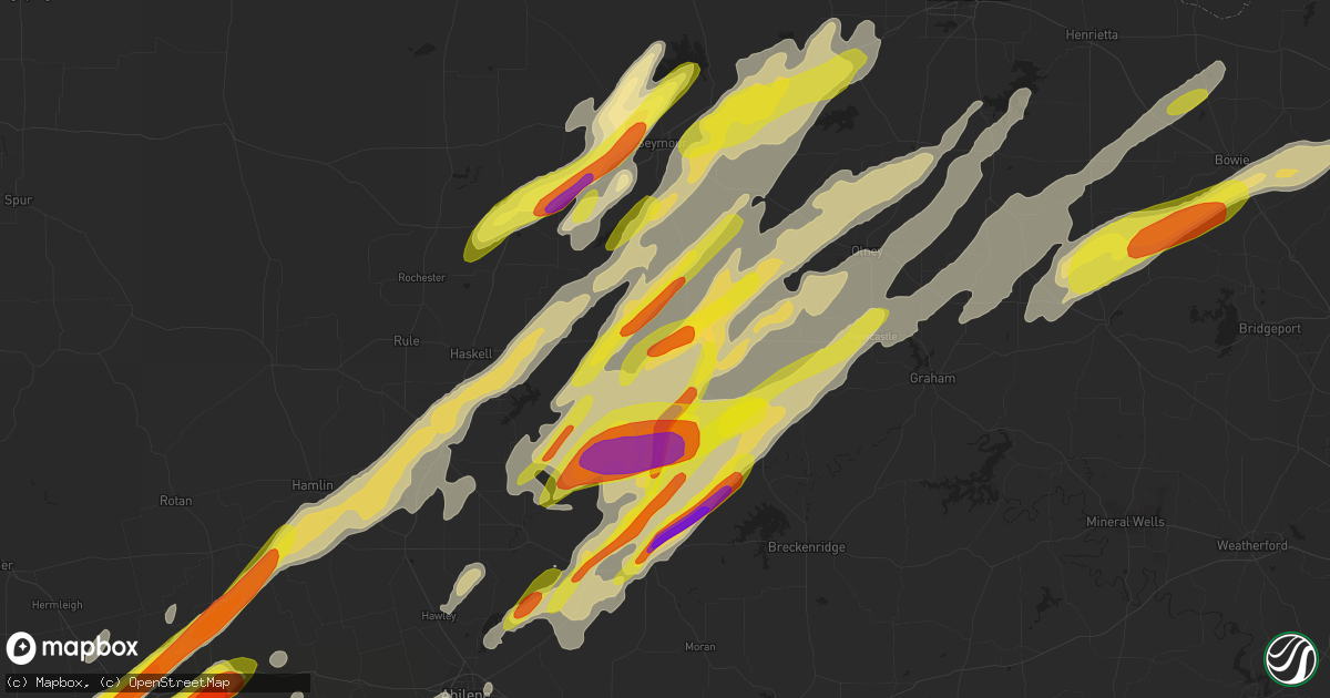 Hail map in Throckmorton, TX on March 26, 2018