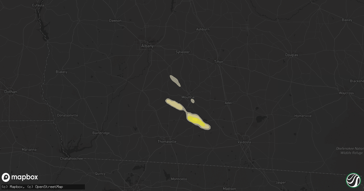 Hail map in Moultrie, GA on March 26, 2019