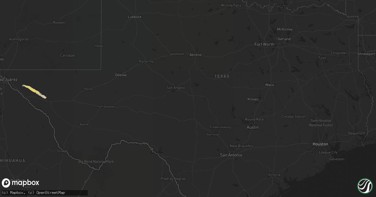 Hail map in Texas on March 26, 2019