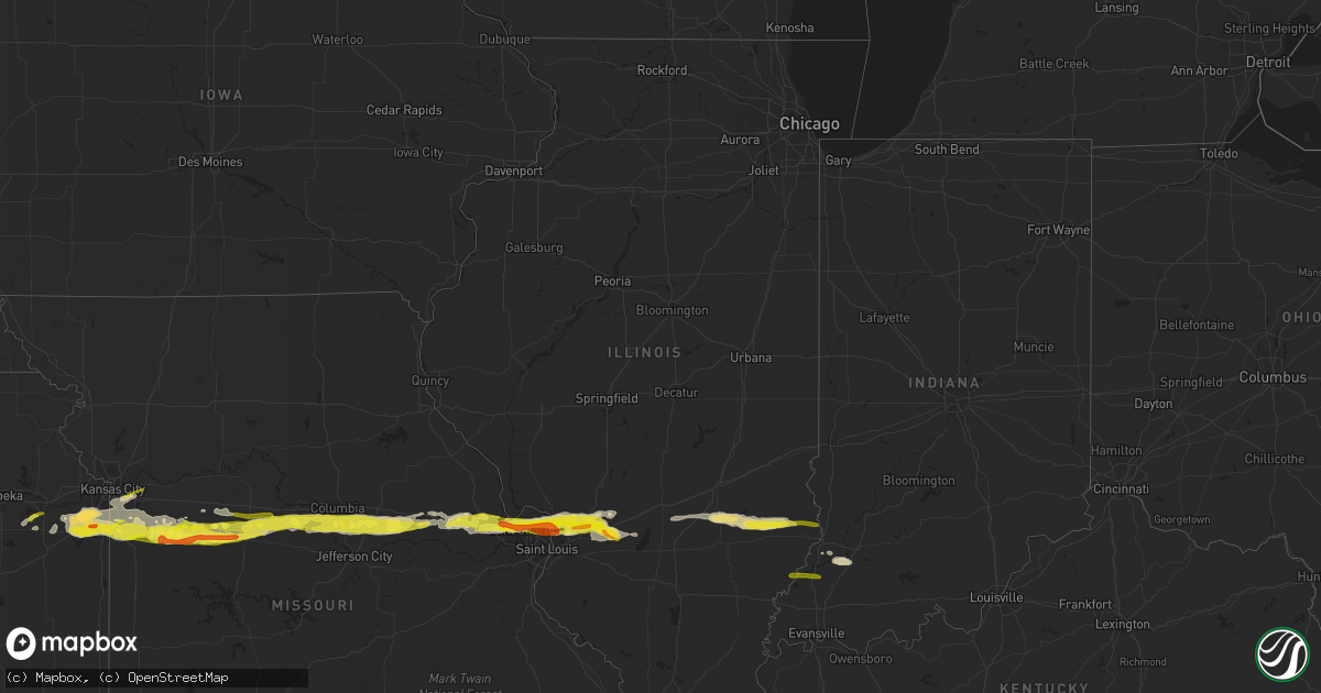 Hail map in Illinois on March 26, 2020