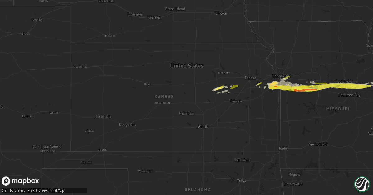 Hail map in Kansas on March 26, 2020