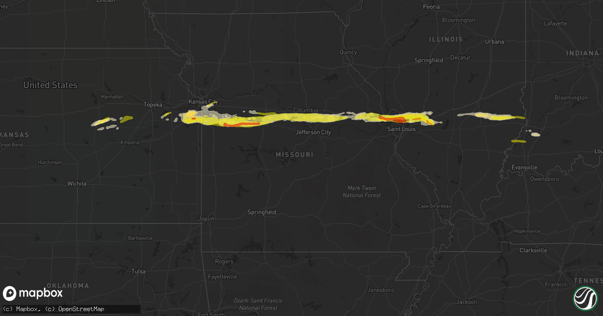Hail map in Missouri on March 26, 2020