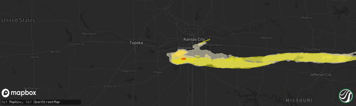 Hail map in Olathe, KS on March 26, 2020