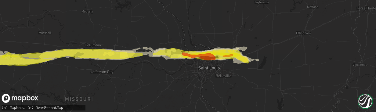 Hail map in Saint Peters, MO on March 26, 2020