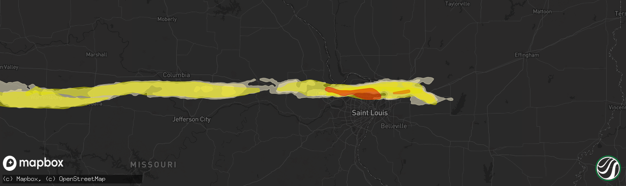 Hail map in Wentzville, MO on March 26, 2020