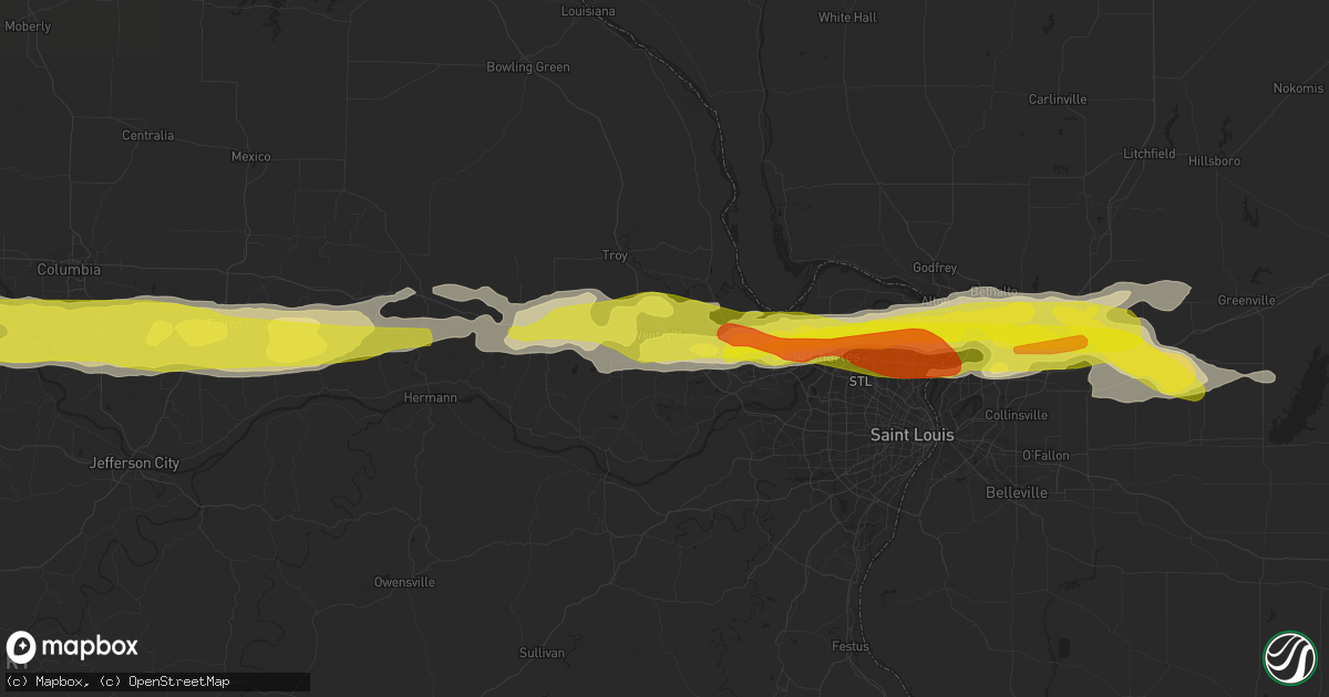 Hail map in Wentzville, MO on March 26, 2020