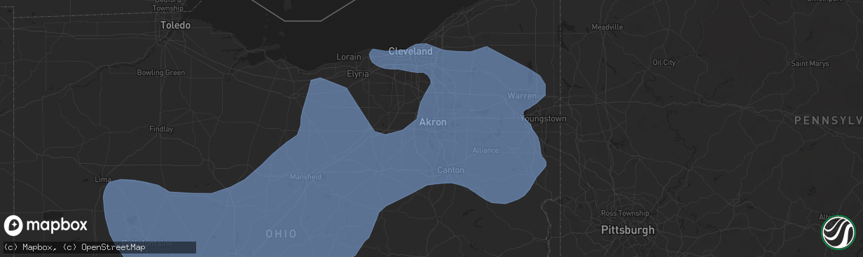 Hail map in Akron, OH on March 26, 2021