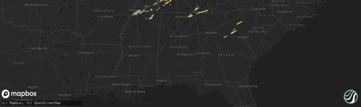 Hail map in Alabama on March 26, 2021