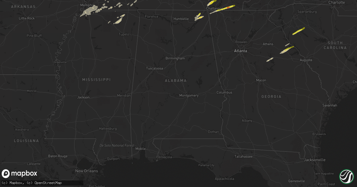 Hail map in Alabama on March 26, 2021