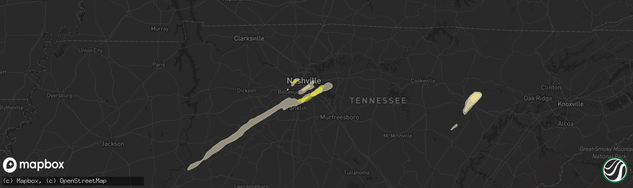 Hail map in Antioch, TN on March 26, 2021